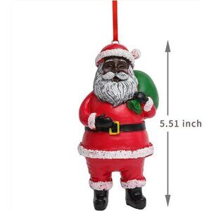 Black Santa Claus Ornament 5.51" Resin Hanging Christmas Decor